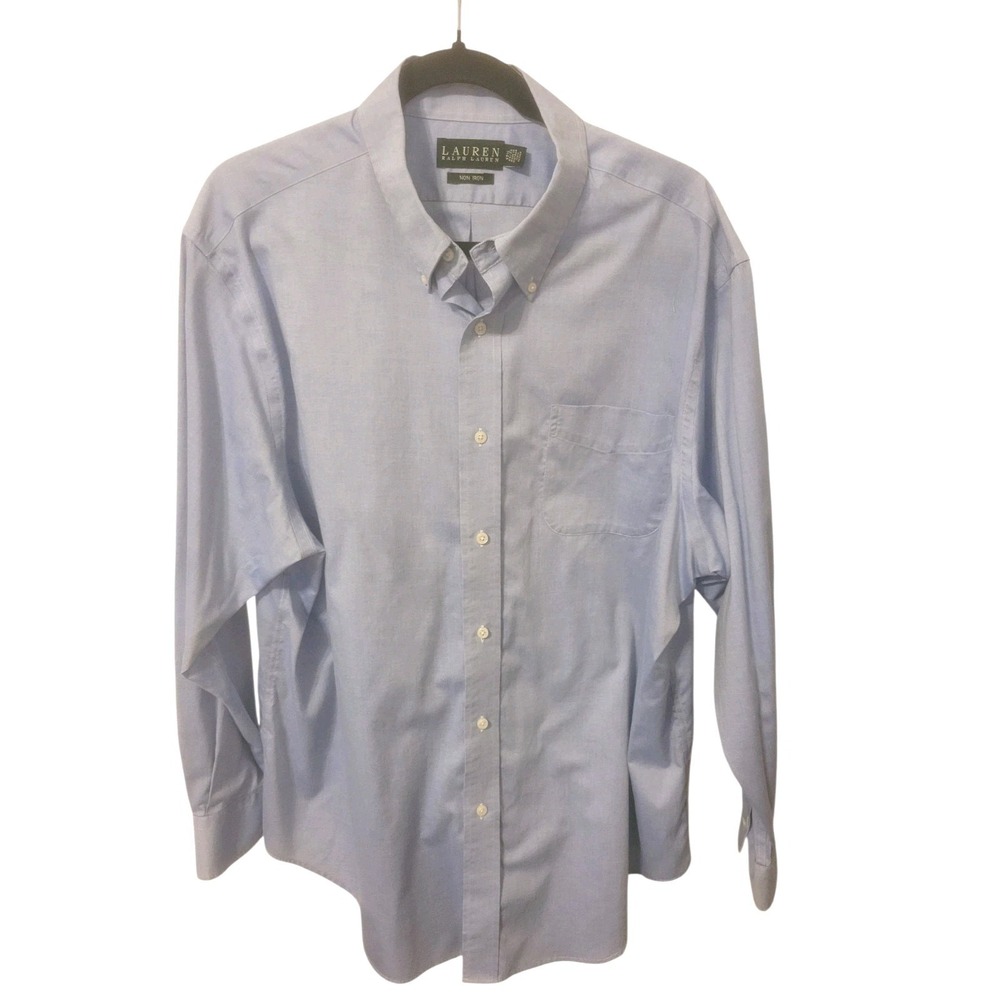 Lauren Ralph Lauren Men's Light Blue Performance Stretch‎ Dress Shirt 17 1/2